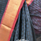 GREY WITH PINK BLOCK PRINT, ZARI BORDER SILK COTTON SAREE