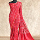 RED WITH INTRICATE BANDHINI DESIGNS CREPE SILK SAREE