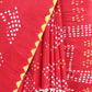 RED WITH INTRICATE BANDHINI DESIGNS CREPE SILK SAREE