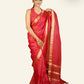 RED WITH GOLD ZARI BORDER AND PALLU TUSSAR KOTA SAREE