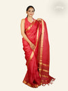 RED WITH GOLD ZARI BORDER AND PALLU TUSSAR KOTA SAREE