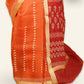 ORANGE WITH RED PALLU AND BLOCK PRINTED DESIGNS COTTON KOTA SAREE