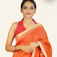 ORANGE WITH RED PALLU AND BLOCK PRINTED DESIGNS COTTON KOTA SAREE