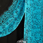 BLACK AND TURQUOISE BLUE BLOCK PRINTED GEORGETTE SAREE