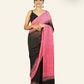 BLACK AND PINK WITH BLOCK PRINTED DESIGNS GEORGETTE SAREE
