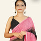 BLACK AND PINK WITH BLOCK PRINTED DESIGNS GEORGETTE SAREE