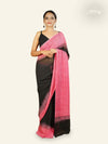 BLACK AND PINK WITH BLOCK PRINTED DESIGNS GEORGETTE SAREE