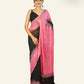 BLACK AND PINK WITH BLOCK PRINTED DESIGNS GEORGETTE SAREE