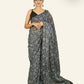 BLACK WITH WHITE CHIKANKARI EMBROIDERY KOTA SAREE