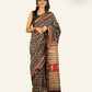 BLACK WITH BEIGE AND RED PRINT MAHESWARI SILK SAREE