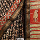 BLACK WITH BEIGE AND RED PRINT MAHESWARI SILK SAREE