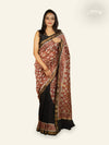 MAROON BLOCK PRINTED MAHESWARI SAREE