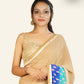 BEIGE TURQUOISE AND INK BLUE SHADED WITH GOLDEN EMBROIDERY GEORGETTE SAREE
