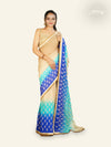 BEIGE TURQUOISE AND INK BLUE SHADED WITH GOLDEN EMBROIDERY GEORGETTE SAREE