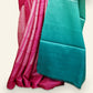 MAGENTA SHIBORI PRINTED WITH SHADED GREEN PALLU TUSSAR SAREE