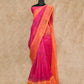 MAGENTA AND ORANGE COMBINATION SUPERNET WITH CROCHET EMBROIDERY KOTA SAREE