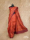 RUSTISH ORANGE WITH MAROON FLORAL PRINTS TUSSAR SILK SARI