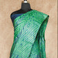 DARK GREEN AND NAVY BLUE WITH GEOMETRIC SHIBORI PATTERNS TUSSAR SILK SARI