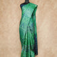 DARK GREEN AND NAVY BLUE WITH GEOMETRIC SHIBORI PATTERNS TUSSAR SILK SARI