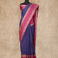 NAVY BLUE AND MAGENTA HAND-WOVEN KANCHI COTTON SAREE