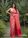 Magenta And Cream Floral Printed Tussar Silk Saree – Czarina Designer Wear Boutique, Trivandrum