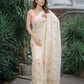 OFF-WHITE ORGANZA SAREE WITH FLORAL EMBROIDERY, SEQUINS, AND THREAD WORKED BORDER