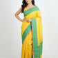 Yellow Banarasi Tissue Saree With Green Threadwork Border – Czarina Designer Wear Boutique, Trivandrum