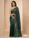 Bottle Green Bailou Saree with Embedded Sequins