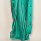 Teal Green Pure Chiffon Saree with Gold and Teal Brocade Blouse