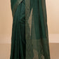 Bottle Green Bailou Saree with Embedded Sequins