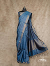 RARE SHADE OF BLUE WITH ANTI-GOLD ZARI WOVEN DESIGNS TUSSAR SILK SAREE