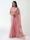 Pink Pastel Organza Saree with Multicoloured 3D Appliqué Work
