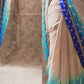 BEIGE TURQUOISE AND INK BLUE SHADED WITH GOLDEN EMBROIDERY GEORGETTE SAREE