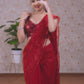 Red Silk Net Saree with Delicate Embroidery