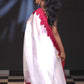 Off White Organza Saree with Red Embroidered Borders