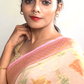 Beige Banarasi Khaddi Georgette Saree with Multicolored Floral Designs