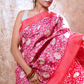 MAGENTA AND CREAM FLORAL PRINTED TUSSAR SILK SAREE
