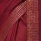Detail view of Rustish Red Bailou Saree with Embedded Sequins – Czarina Boutique
