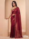 Rustish Red Bailou Saree with Embedded Sequins