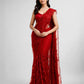 Red Silk Net Saree with Delicate Embroidery
