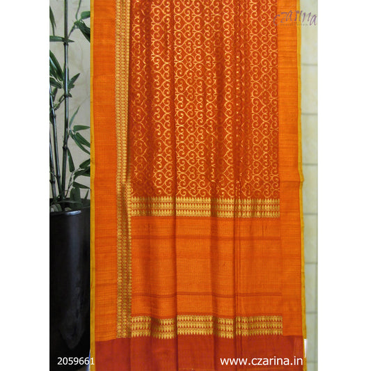 RED ORANGE PURE BANARASI SILK SAREE