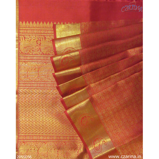 MAROON GOLDEN PURE KANCHIPURAM SILK SAREE