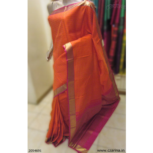 ORANGE PINK KANCHIPURAM SILK SAREE