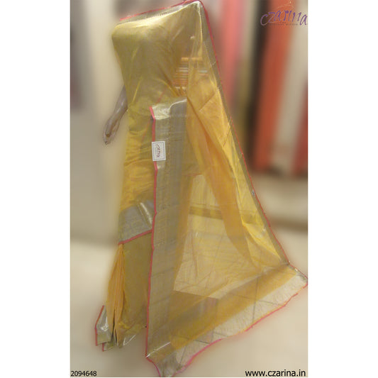 CORN YELLOW SILVER ZARI MANGALAGIRI SILK SARI