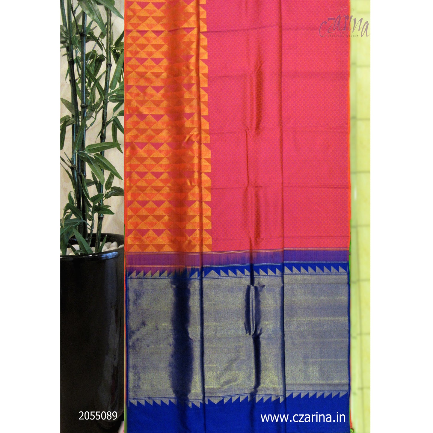 PINK RED BLUE GREEN PURE KANCHIPURAM SILK SAREE
