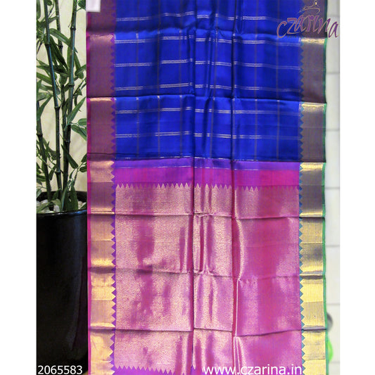 BLUE PURPLE GOLDEN KANCHIPURAM SILK SAREE
