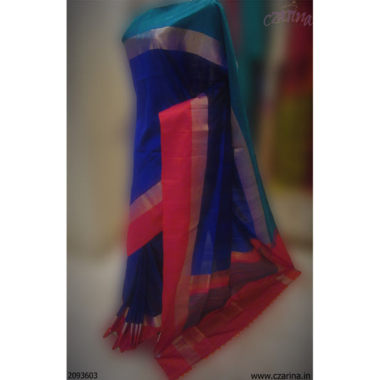 BLUE PINKISH RED SOFT SILK SAREE