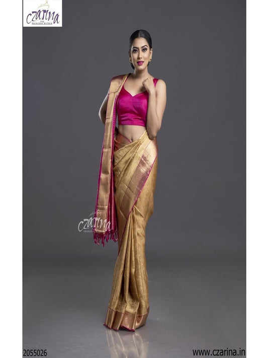 GOLDEN MAGENTA BRIDAL KANCHIPURAM SILK SAREE